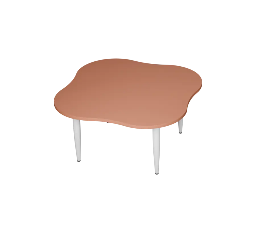 PLAYFORM 25 modulární hravé stoly, výška 520 mm, kovová podnož bílá, deska 25 mm, pudrově hnědá